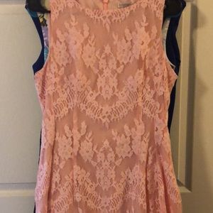 Pink lace bridal dress